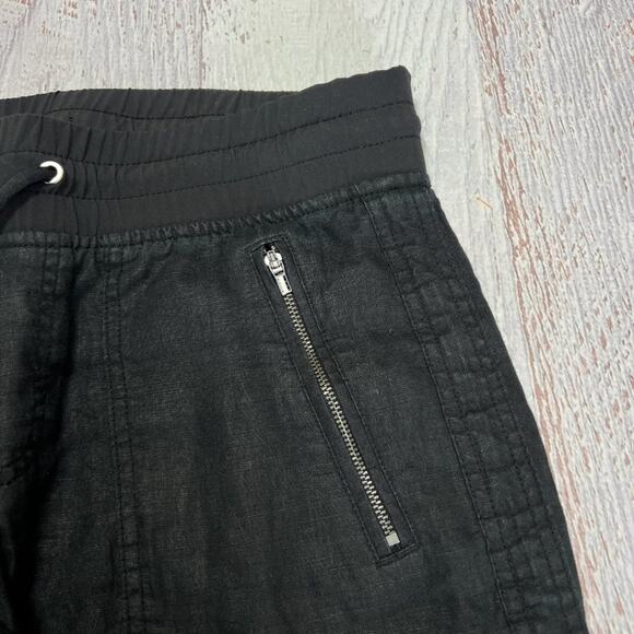 Athleta Cabo Linen Joggers Black High Rise 100% Linen Pockets Travel Pant 4 EUC - Picture 5 of 9